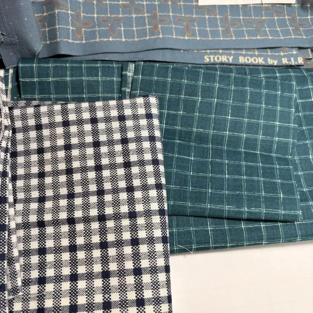 Story Book by RJR & More Fabrics Vintage Estate Remnants Checkered Patterns 1lb+